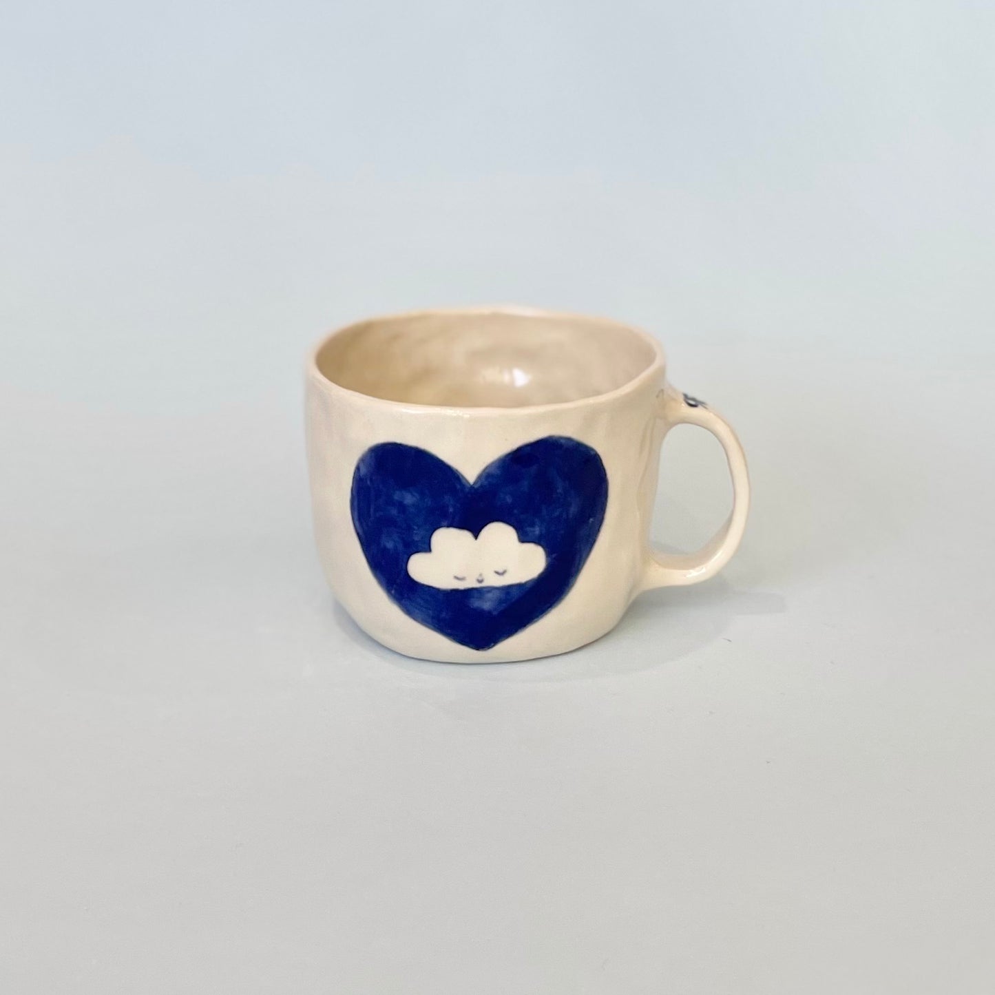 Navy Puppy and Cloud Heart Mug