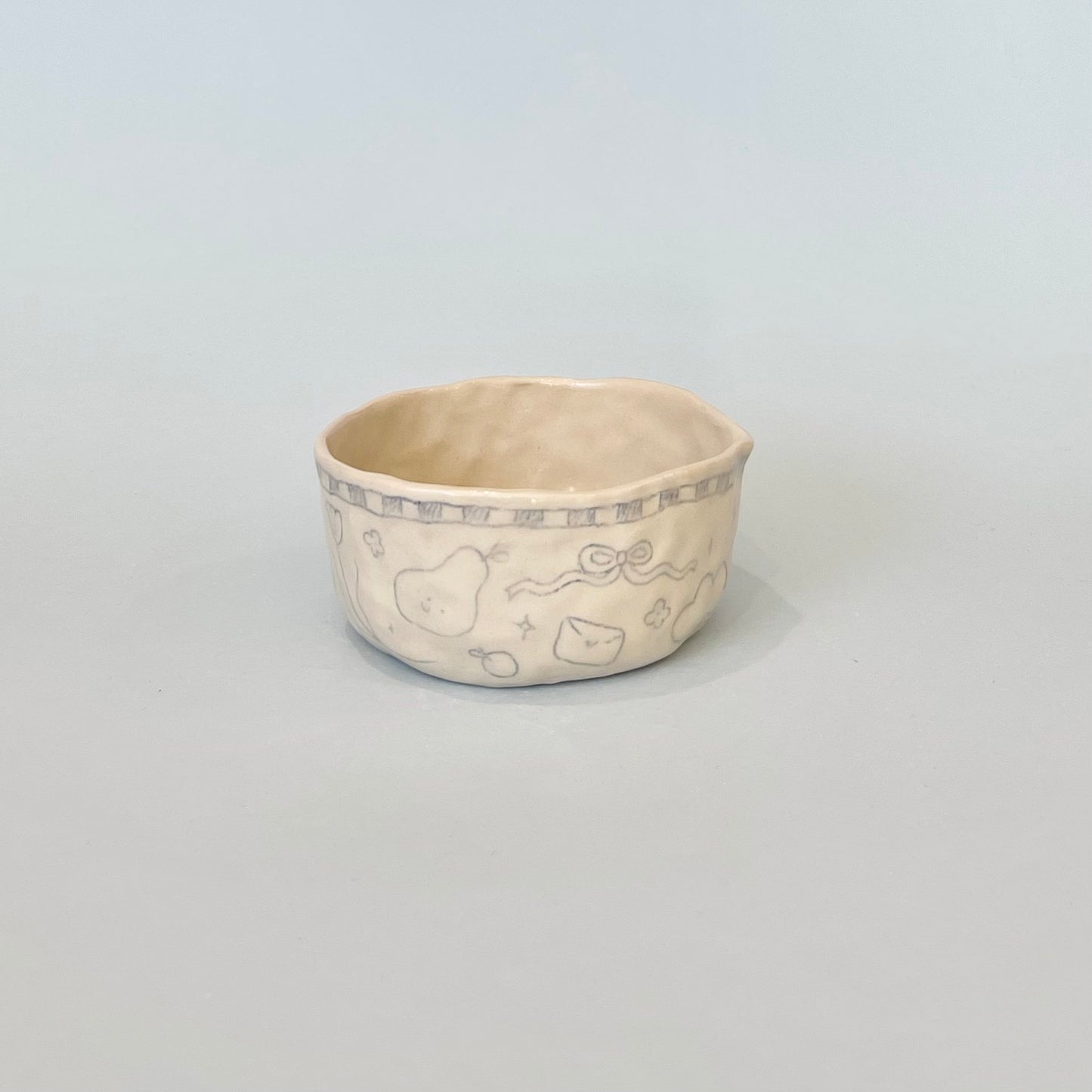 Pale Blue Checkerboard Pinchy Matcha Bowl