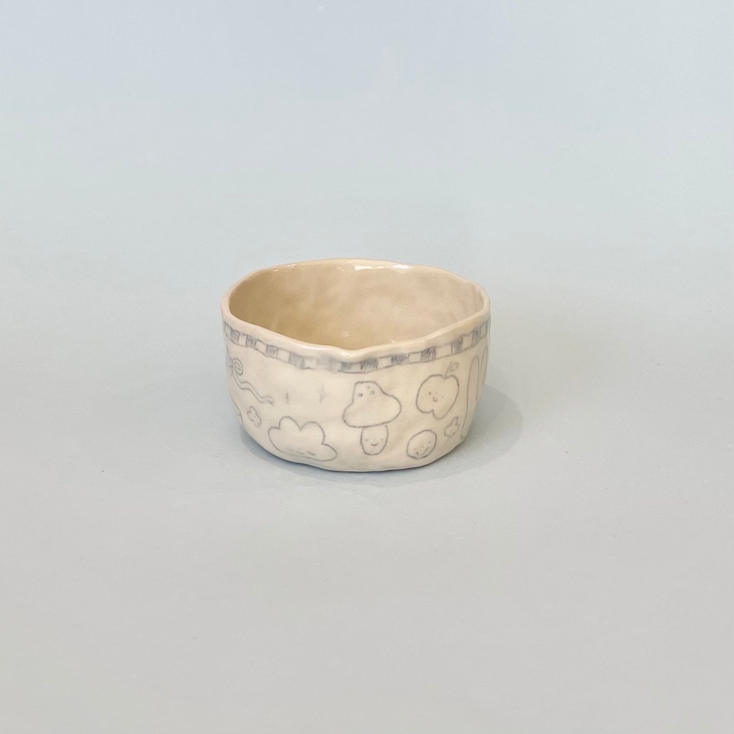 Pale Blue Checkerboard Pinchy Matcha Bowl