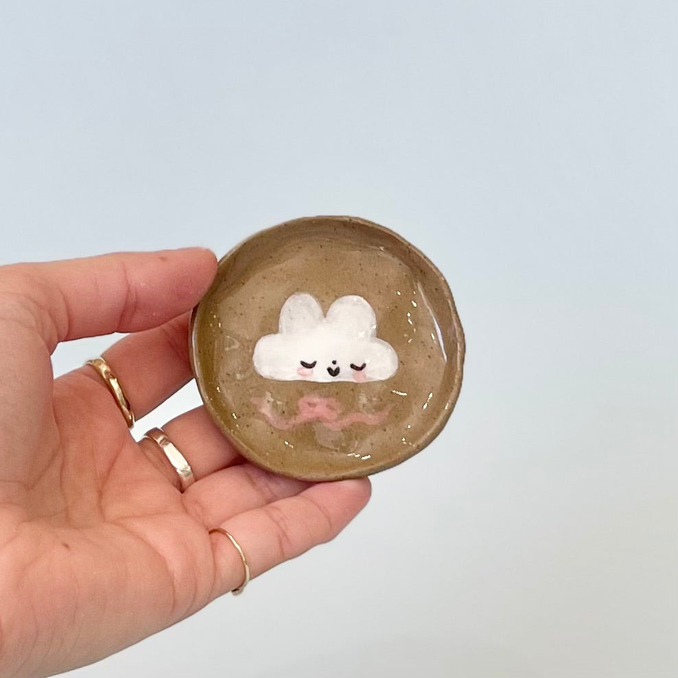 Cloud and Bow Brown Speckle Trinket Dish