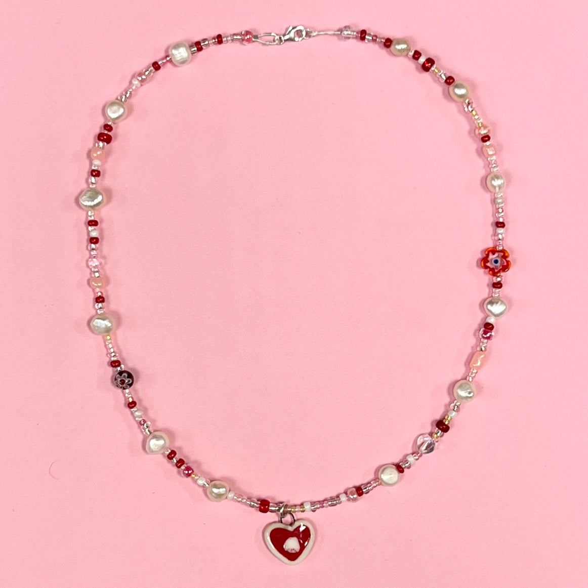 Puppy Red Heart Necklace