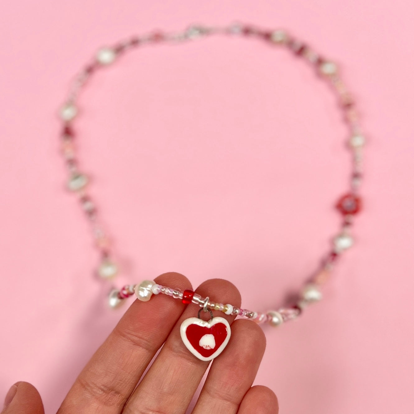 Puppy Red Heart Necklace