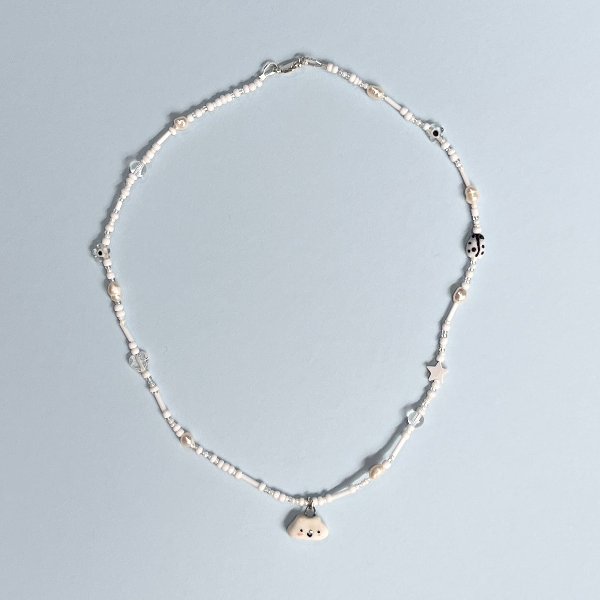 White Cloud with Bug Friend Necklace