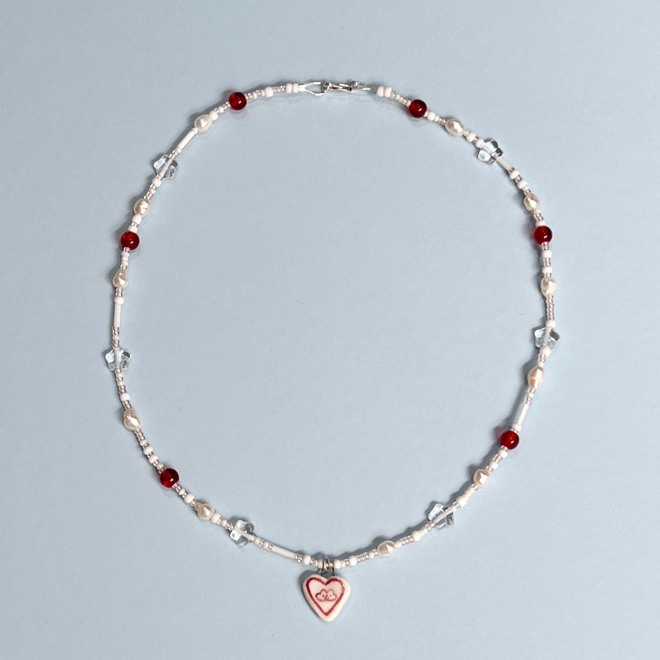Red Cloudy Heart Necklace