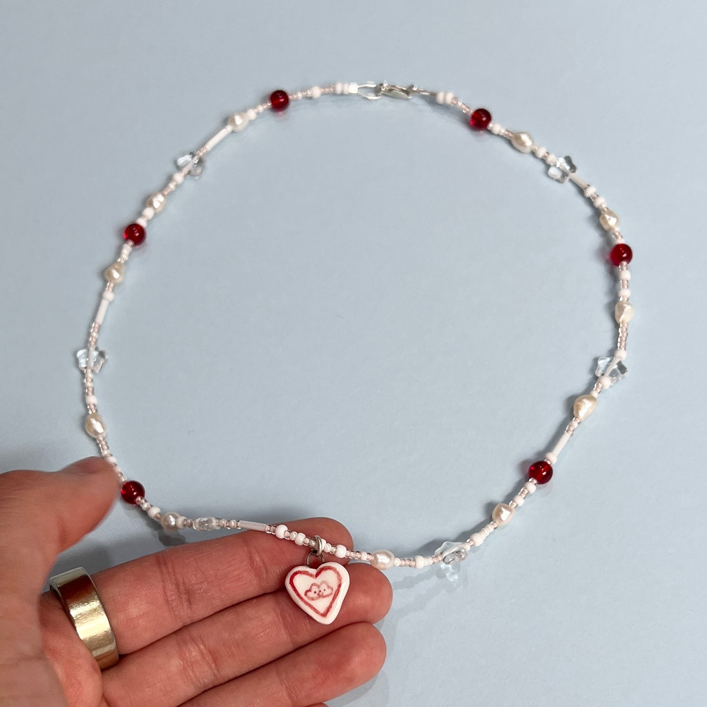 Red Cloudy Heart Necklace