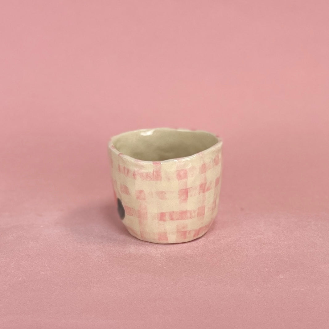 Peach Gingham Mug