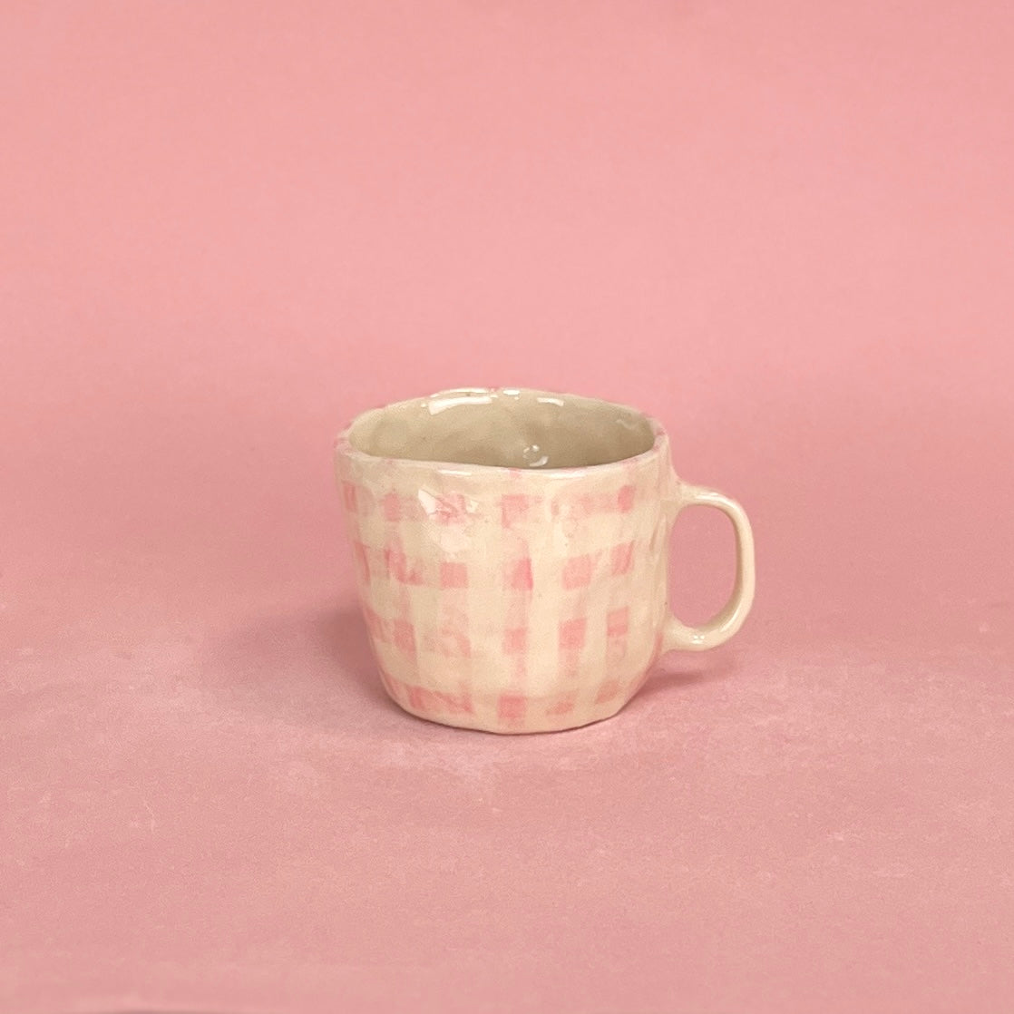 Peach Gingham Mug