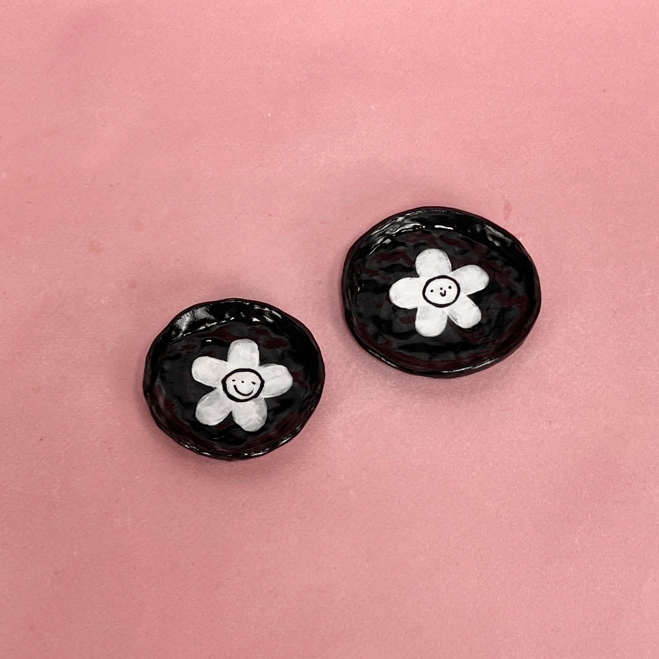 Black Flower Trinket Dishes