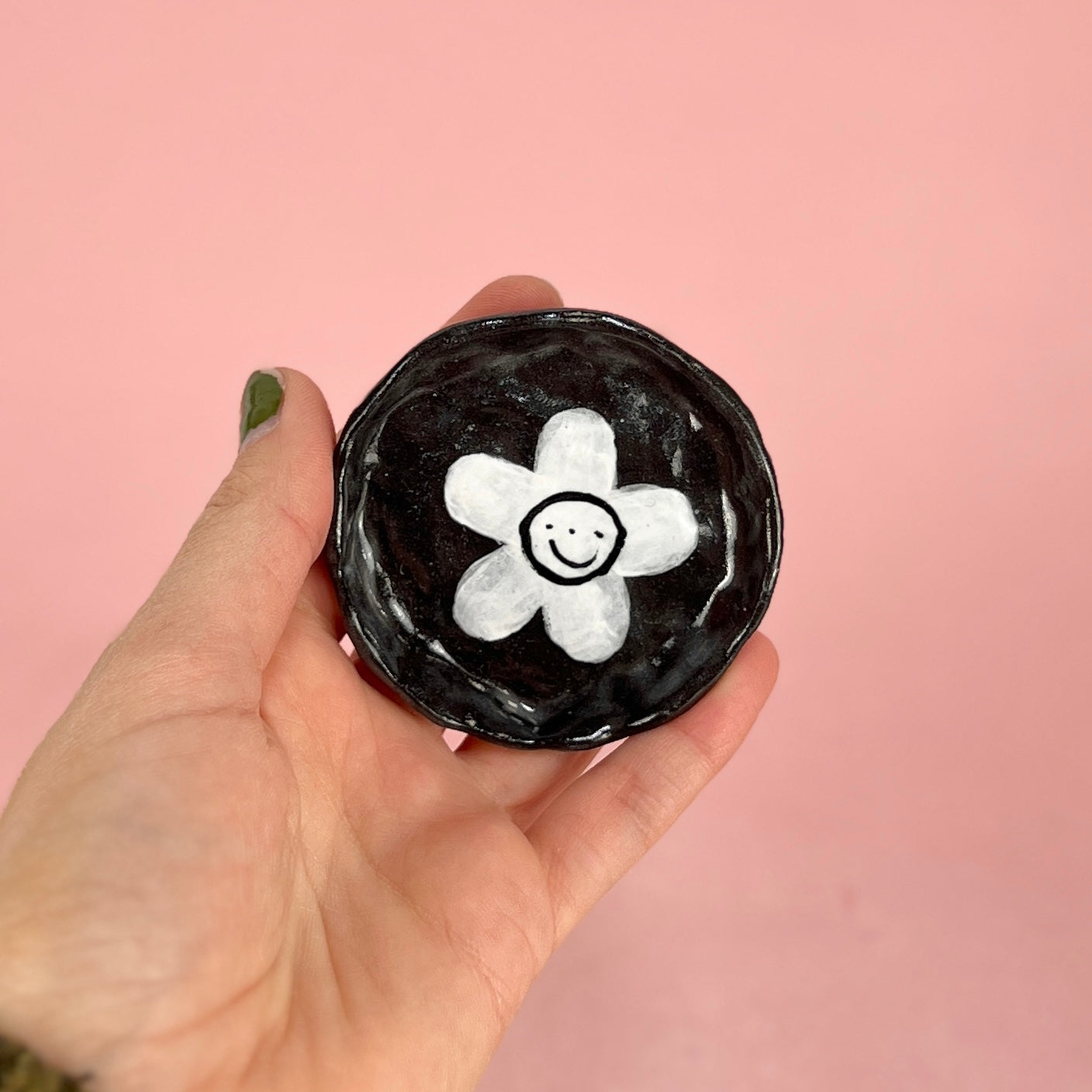 Black Flower Trinket Dishes