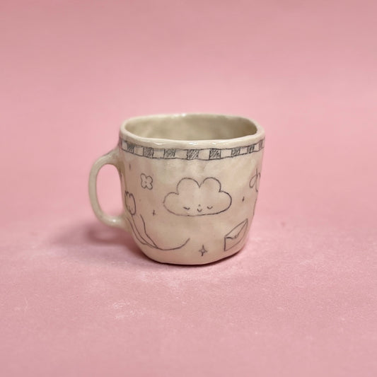 Black Scribble Checkerboard Pinch Mug
