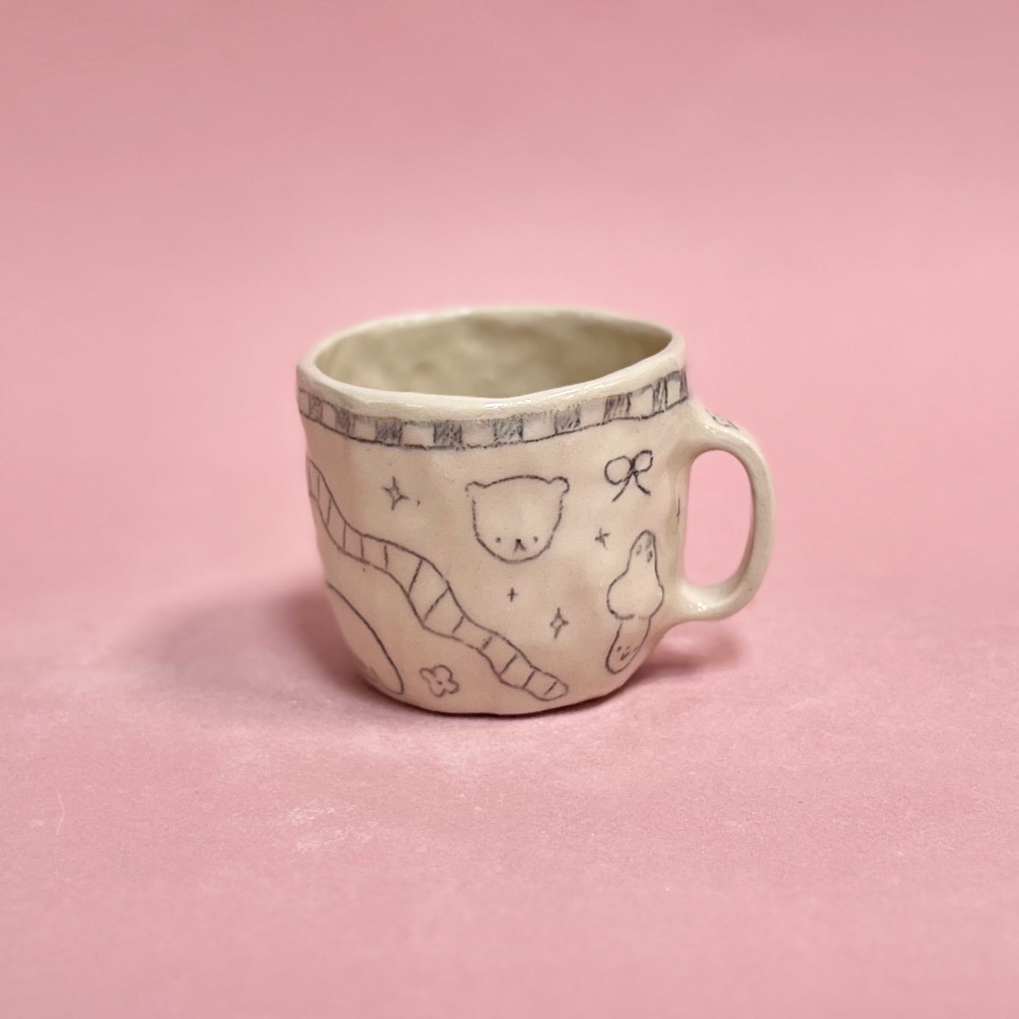 Black Scribble Checkerboard Pinch Mug