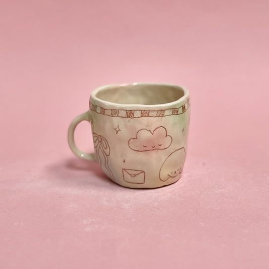 Bubblegum Brown Checkerboard Scribble Mug