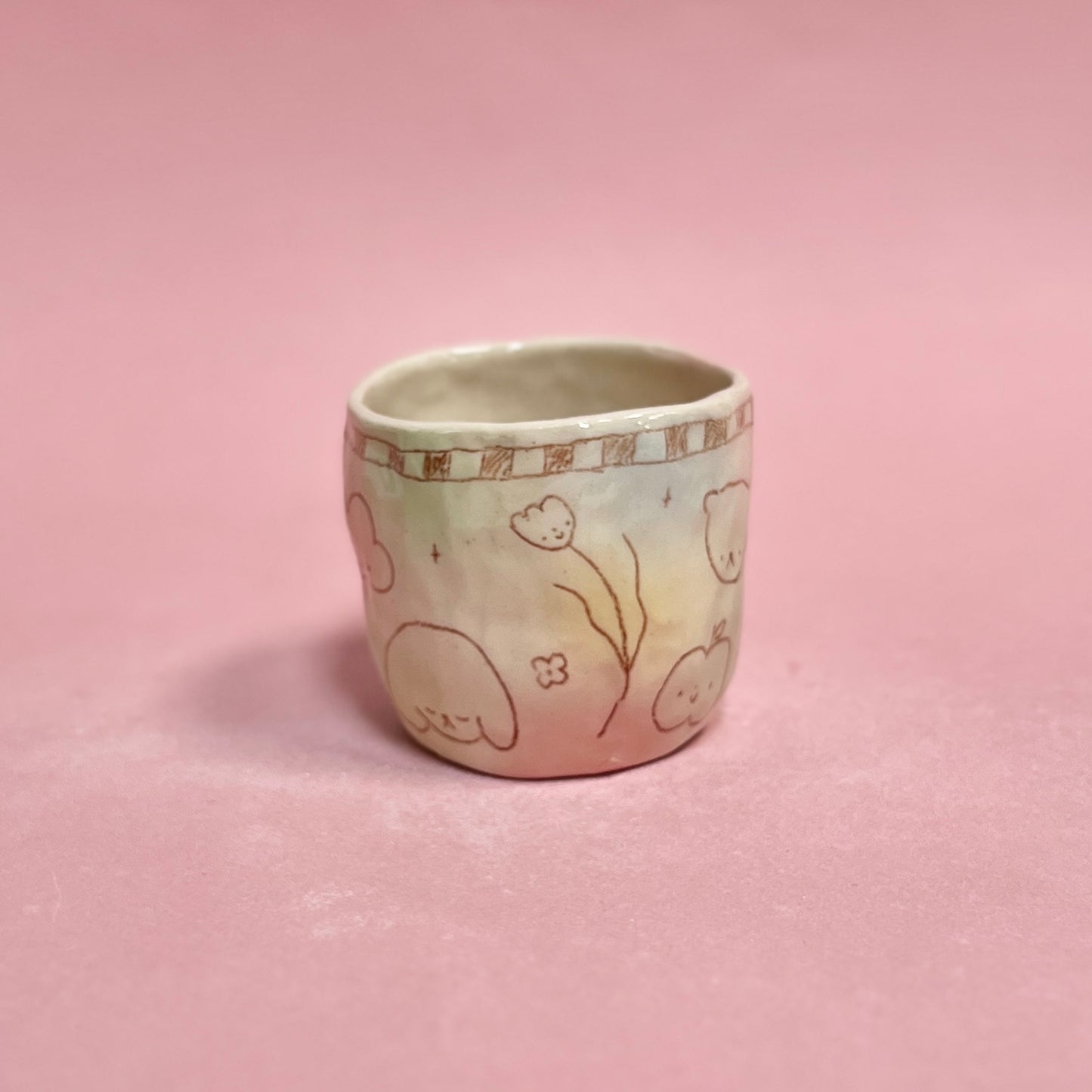 Bubblegum Brown Checkerboard Scribble Mug