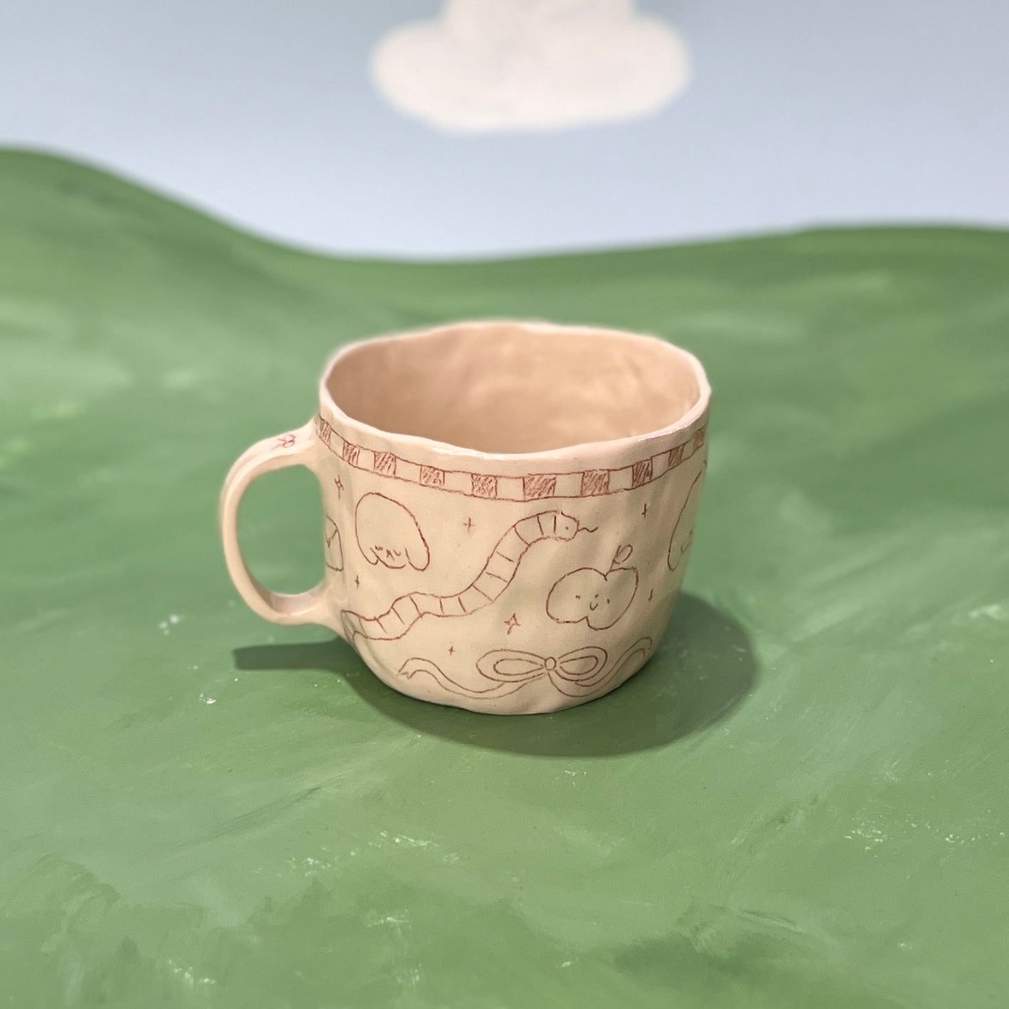 Checkerboard Scribble Mug - Brown