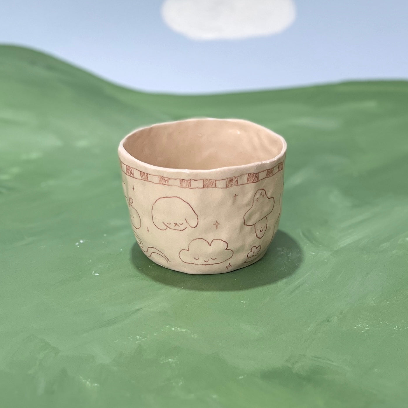 Checkerboard Scribble Mug - Brown