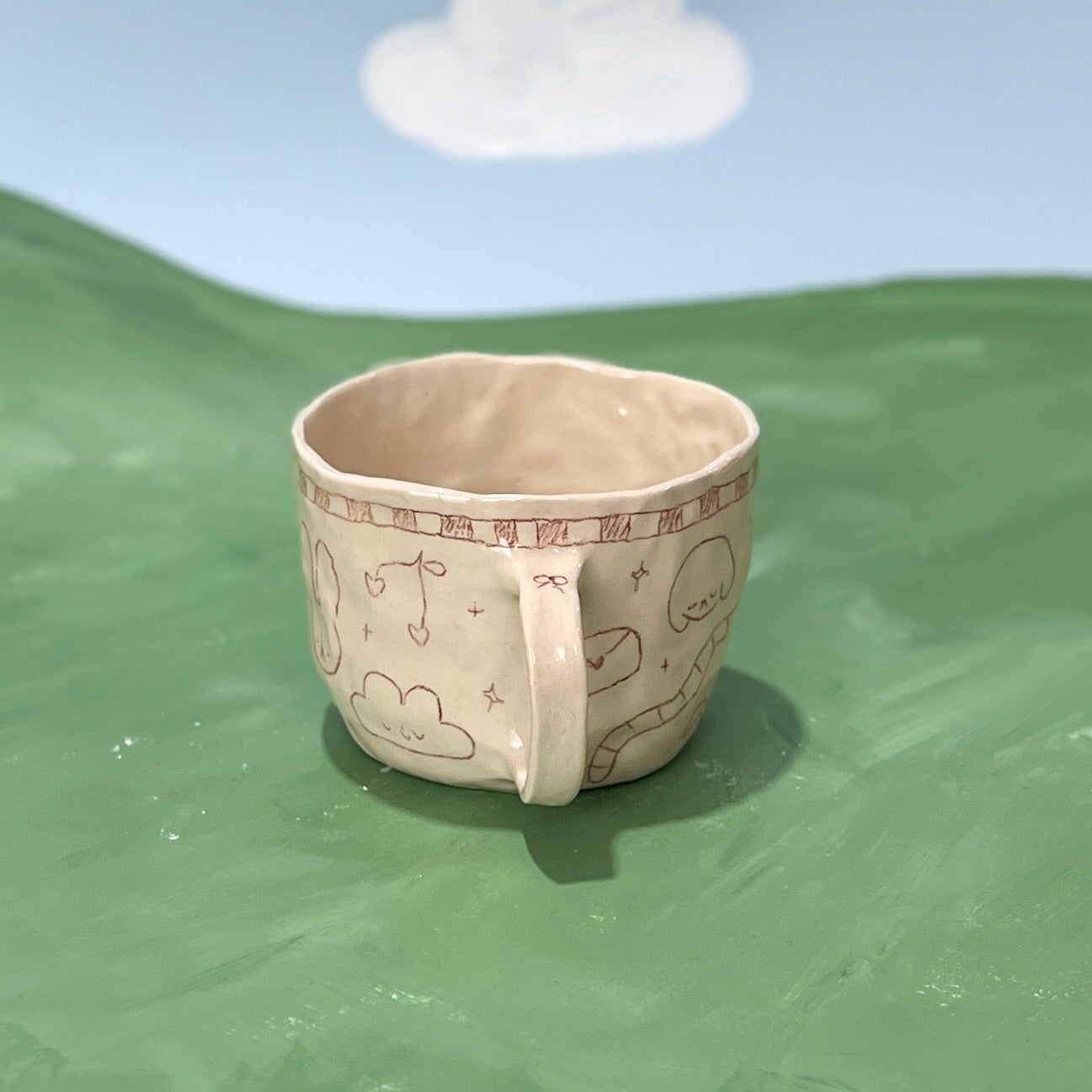 Checkerboard Scribble Mug - Brown