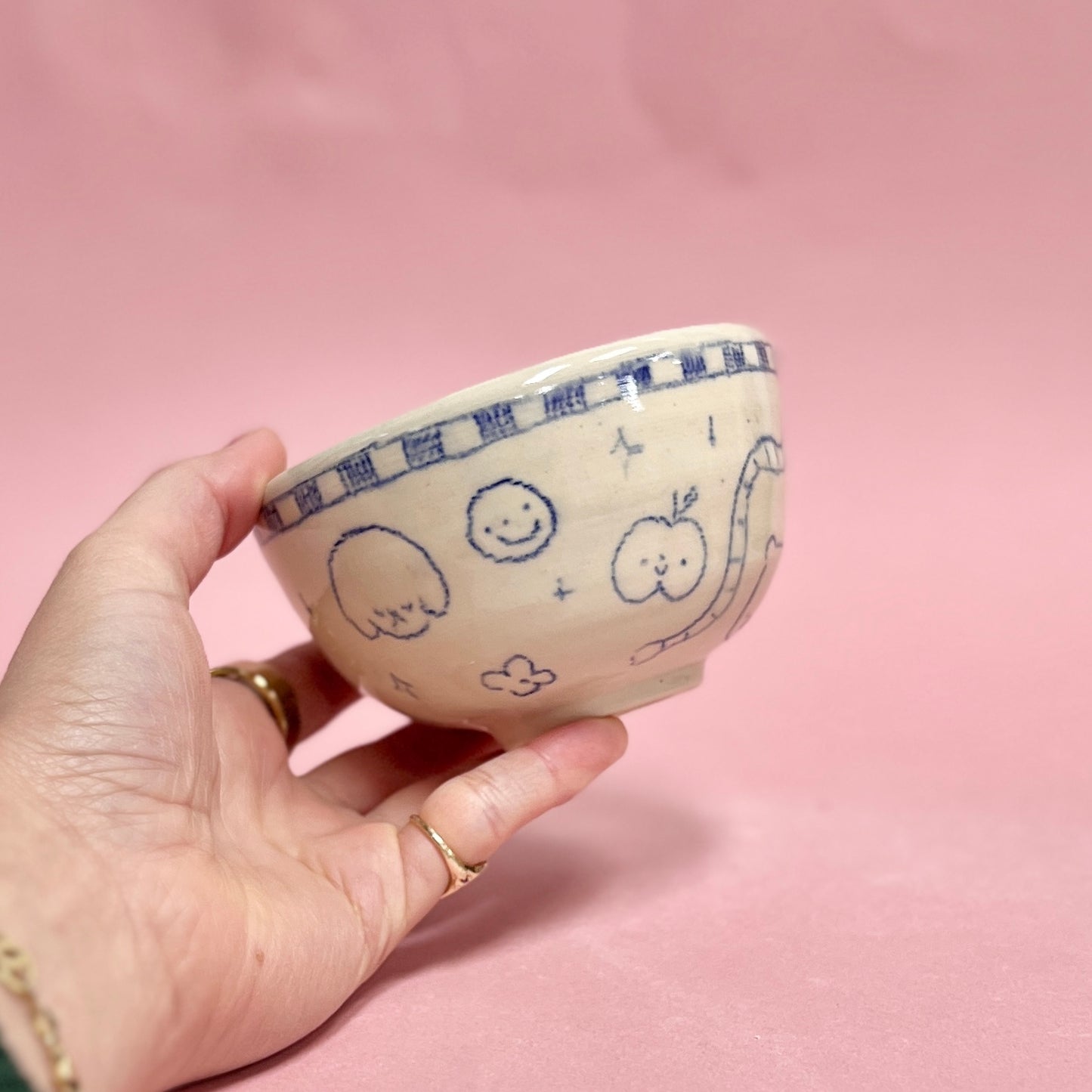 Scribble Checkerboard Matcha Bowl