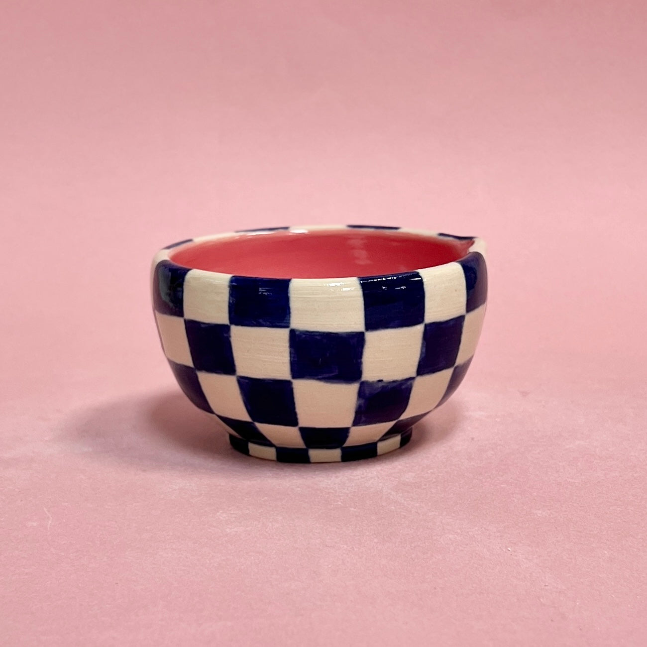 Navy Checkerboard Matcha Bowl