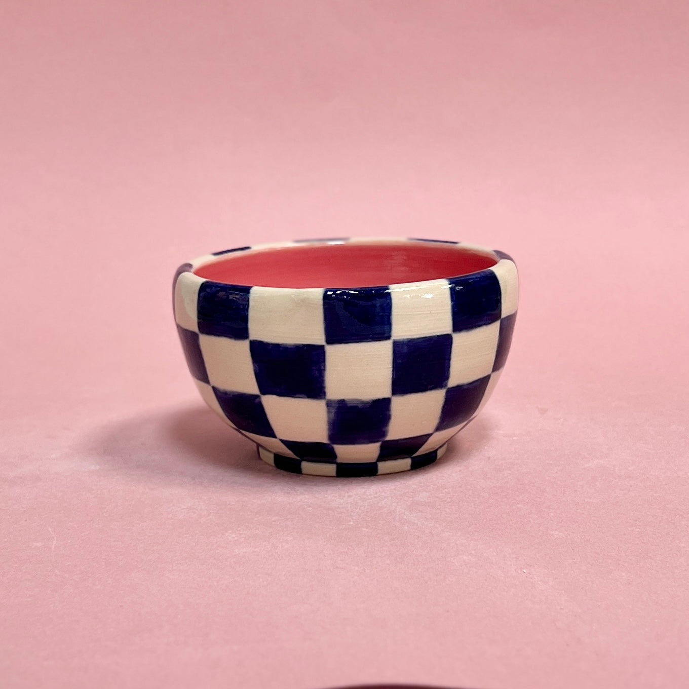 Navy Checkerboard Matcha Bowl
