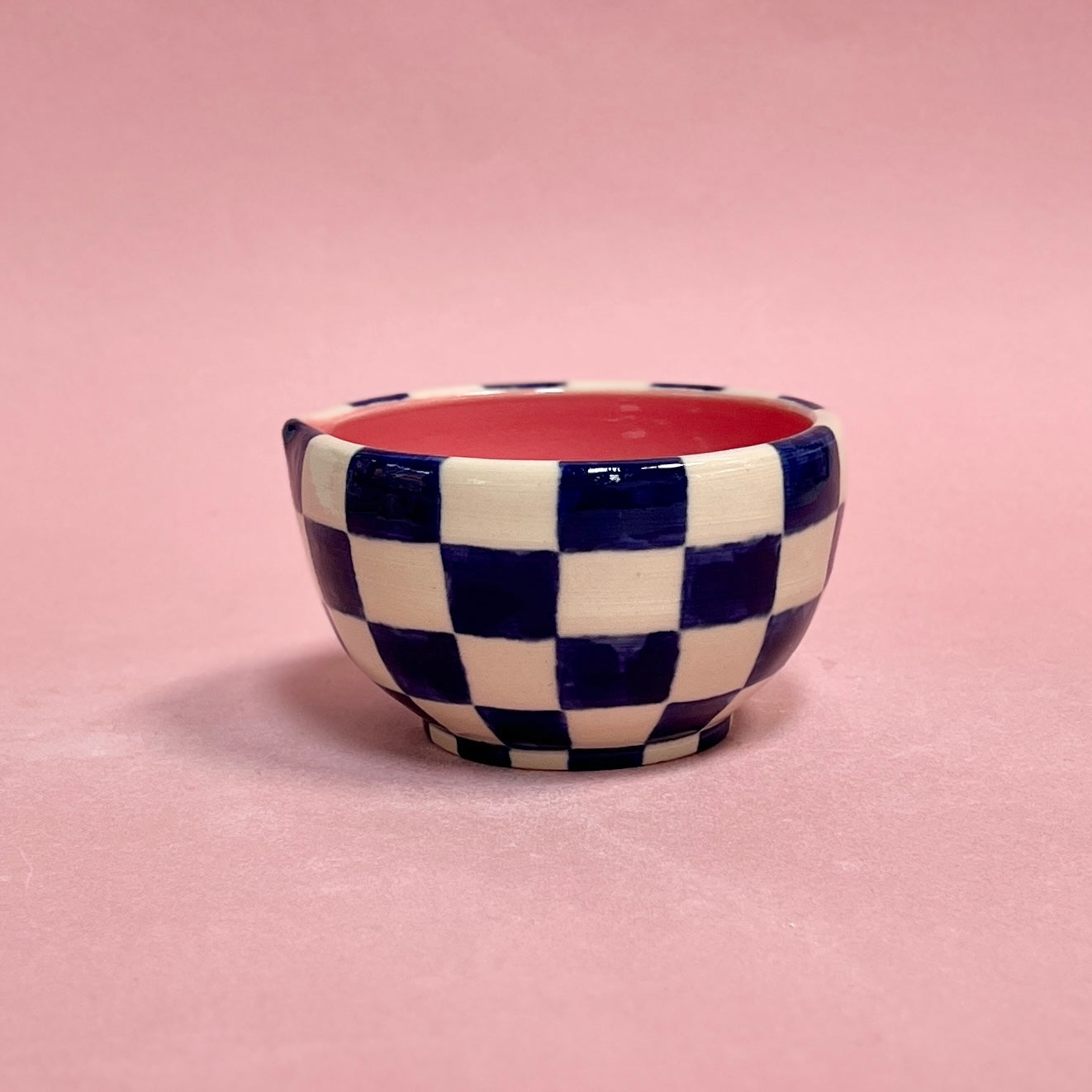 Navy Checkerboard Matcha Bowl