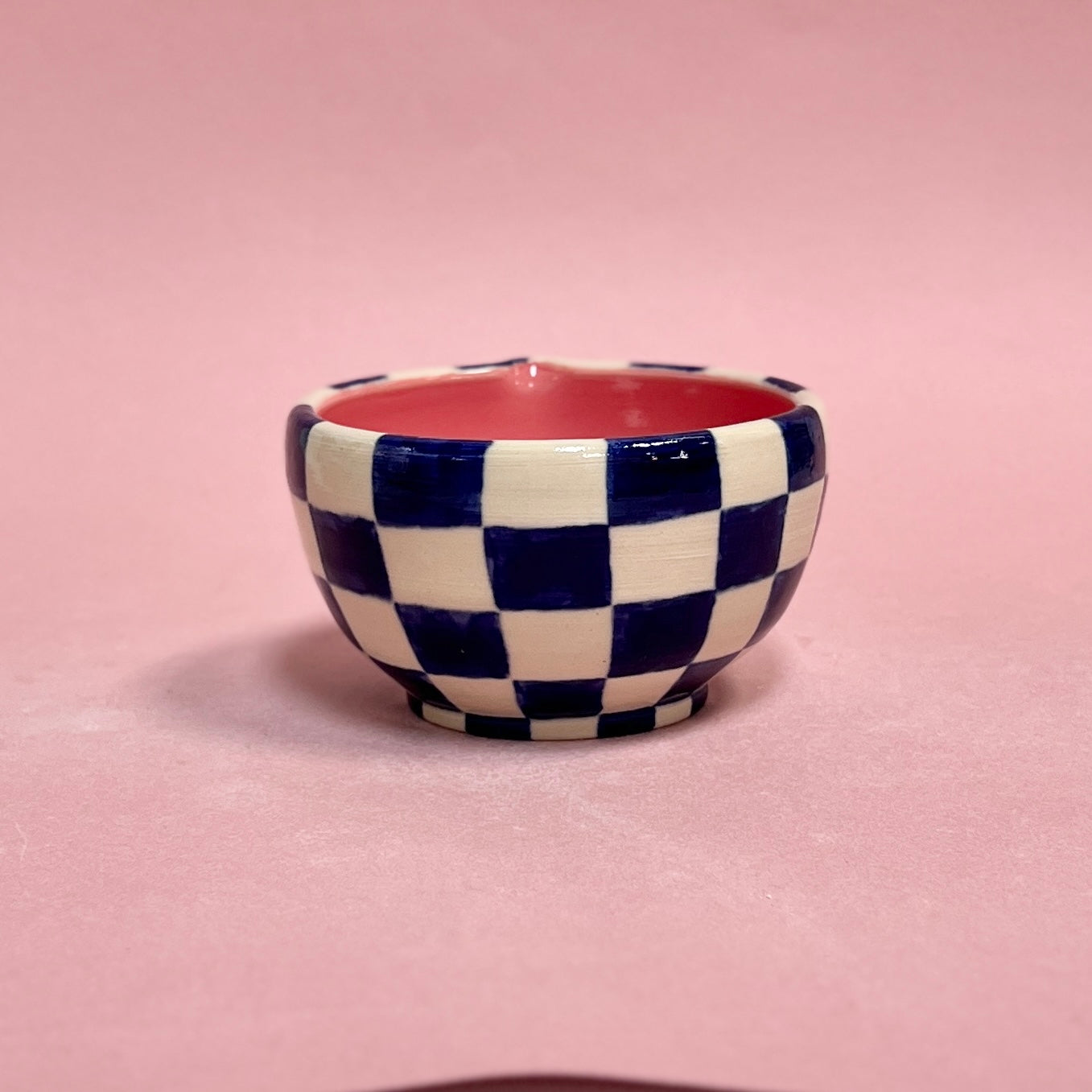 Navy Checkerboard Matcha Bowl