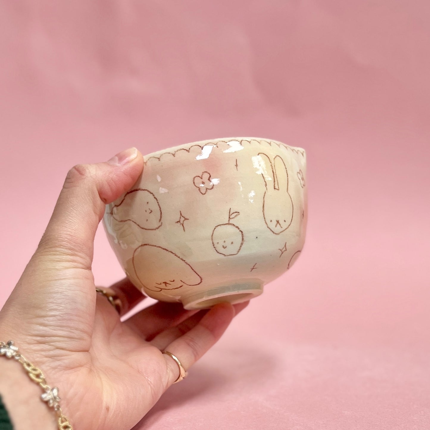 Bubblegum Brown Scribble Matcha Bowl