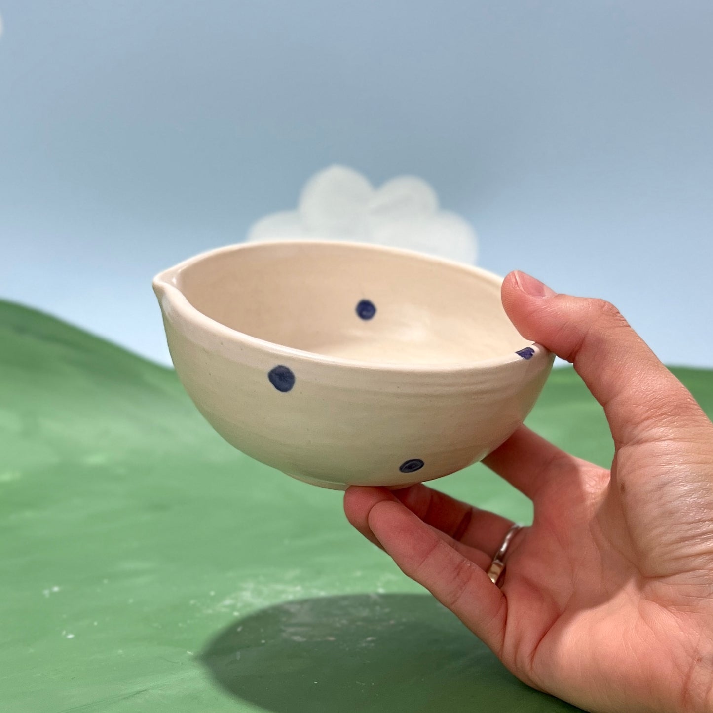 Navy Spotty Matcha Bowl