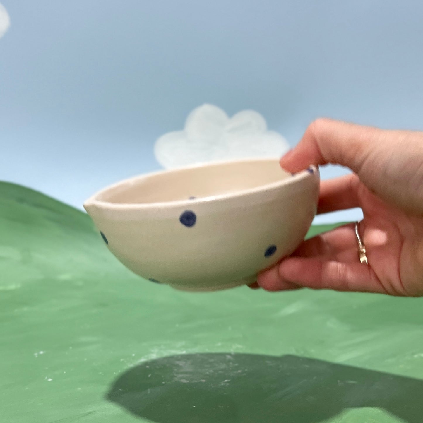 Navy Spotty Matcha Bowl