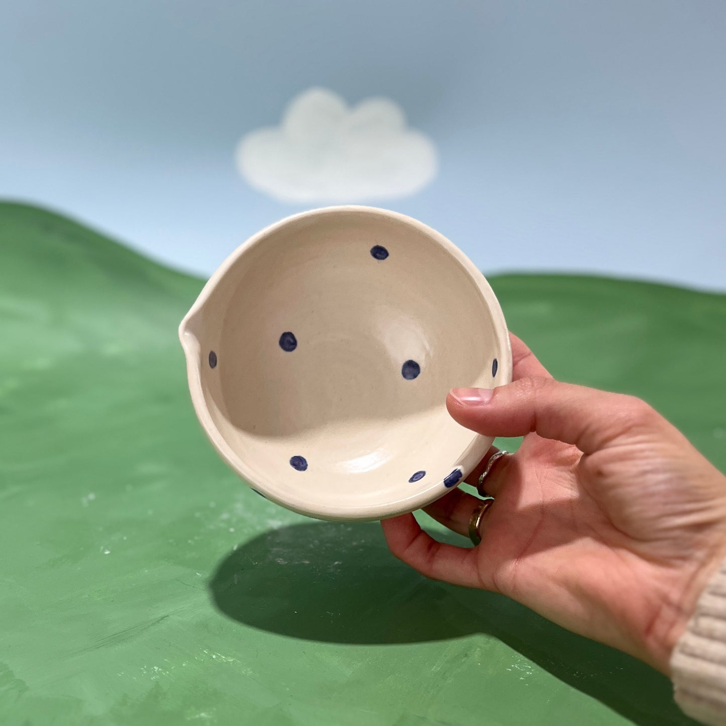 Navy Spotty Matcha Bowl