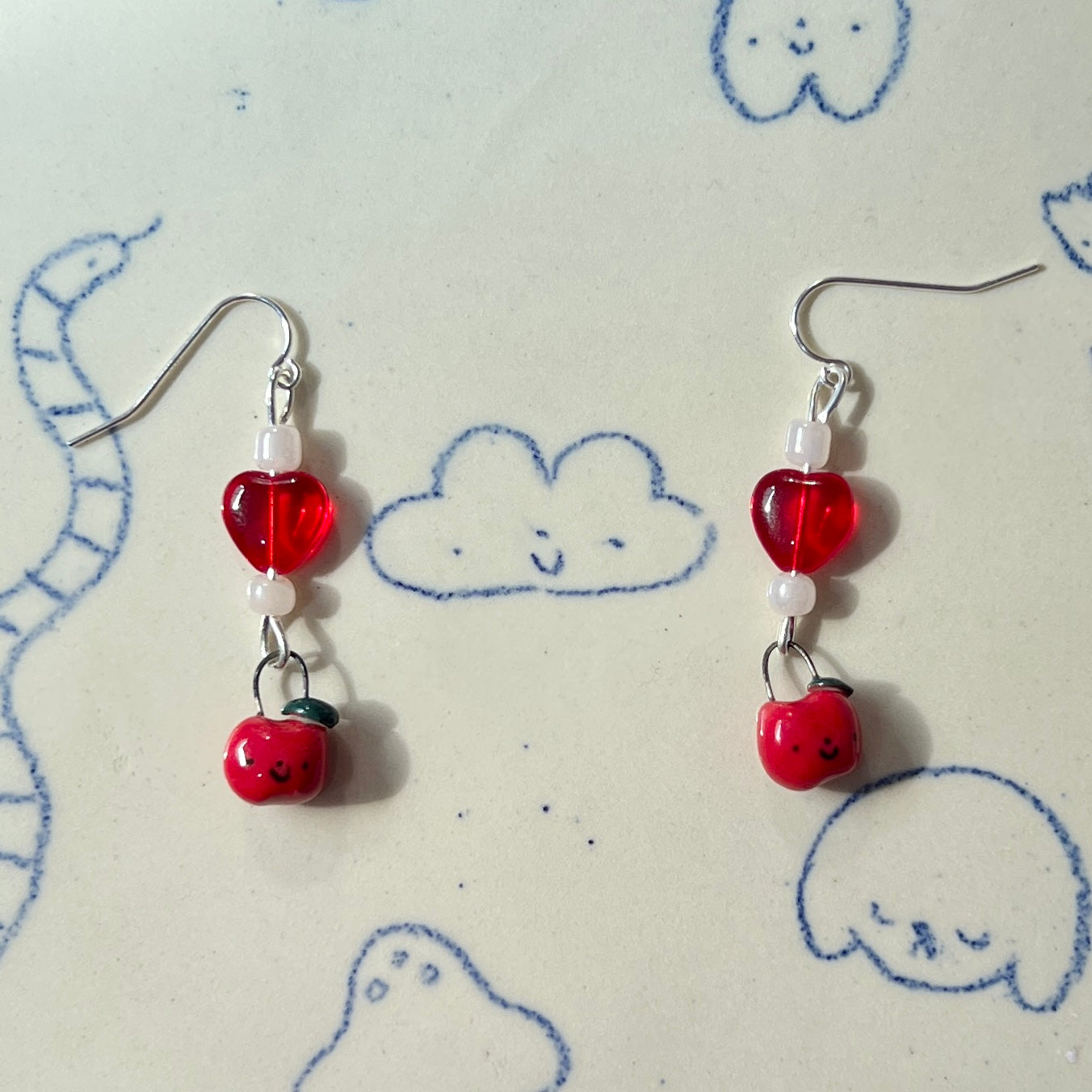 Tiny Apple Heart Earrings