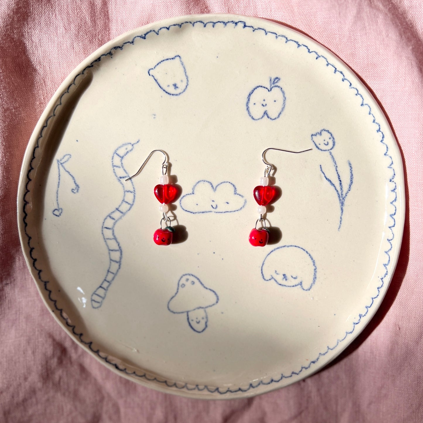 Tiny Apple Heart Earrings