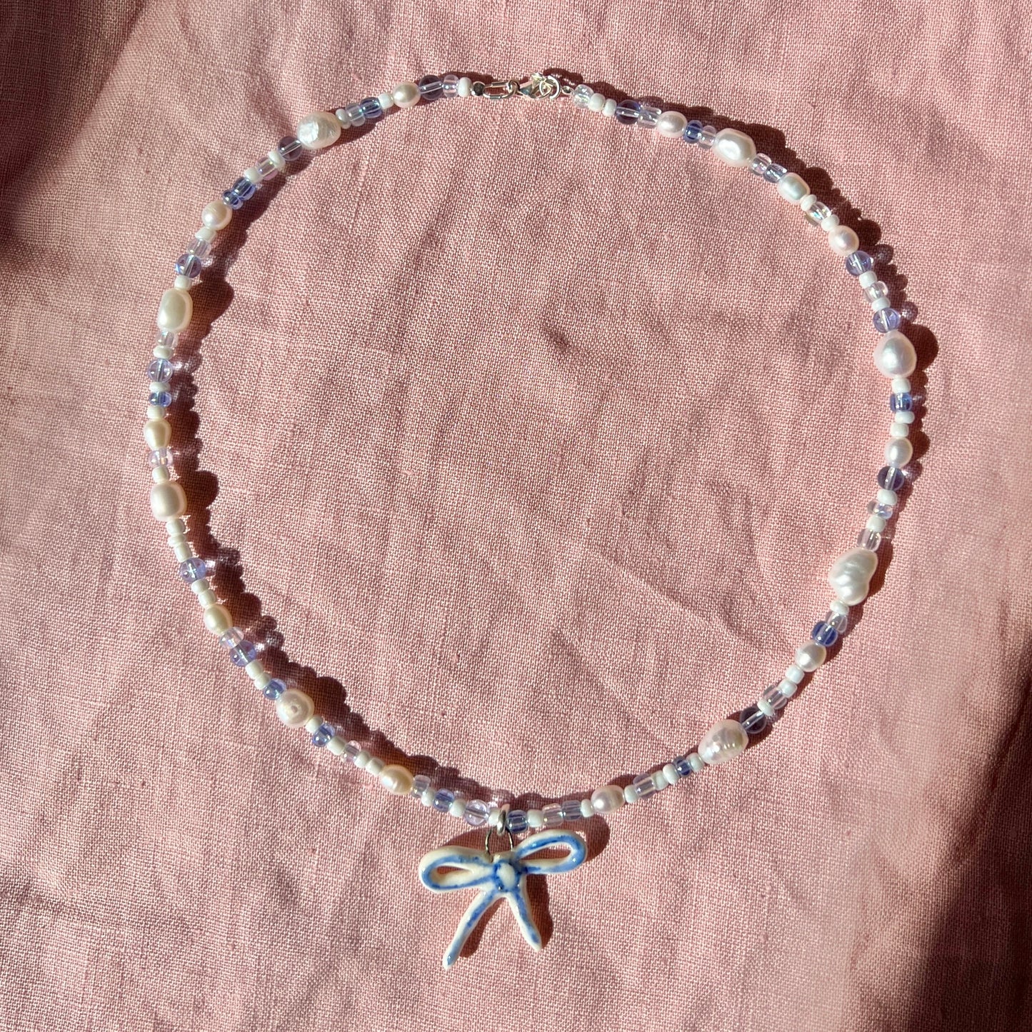 Navy Ribbon Necklace