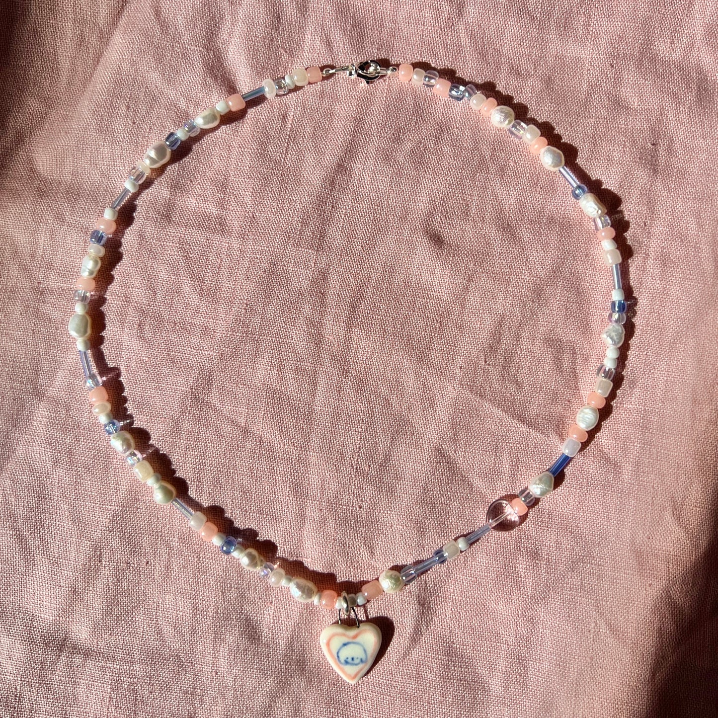 Pink and Blue Puppy Necklace
