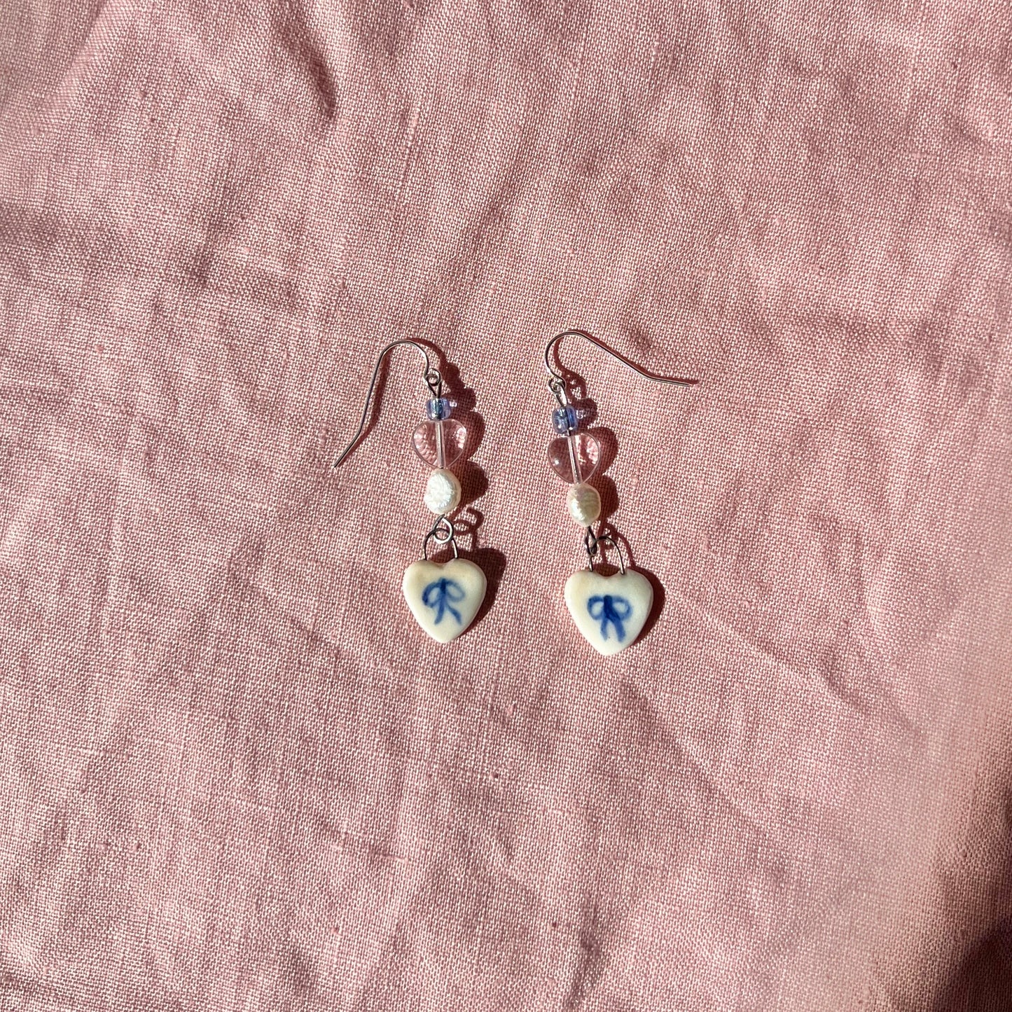 Navy Ribbon Earrings