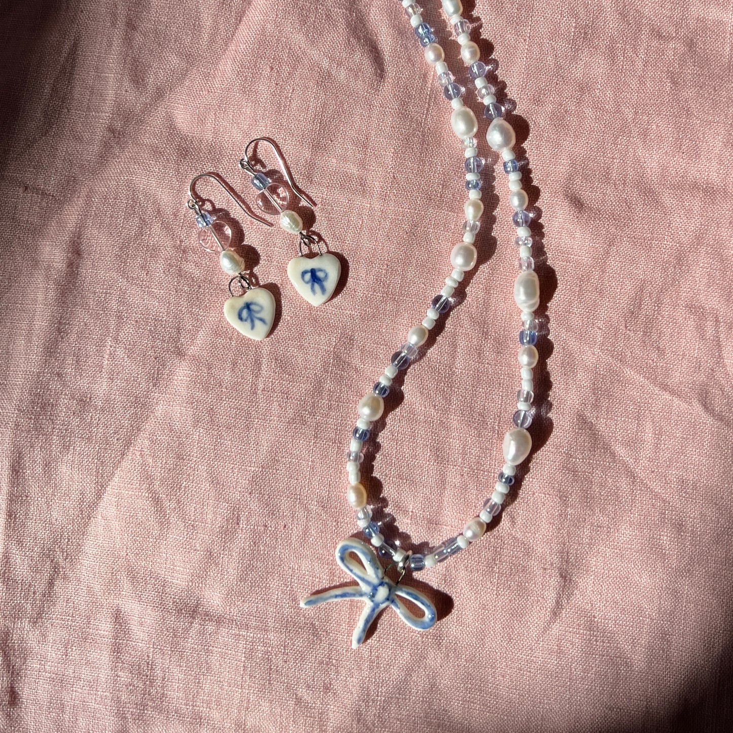 Navy Ribbon Necklace