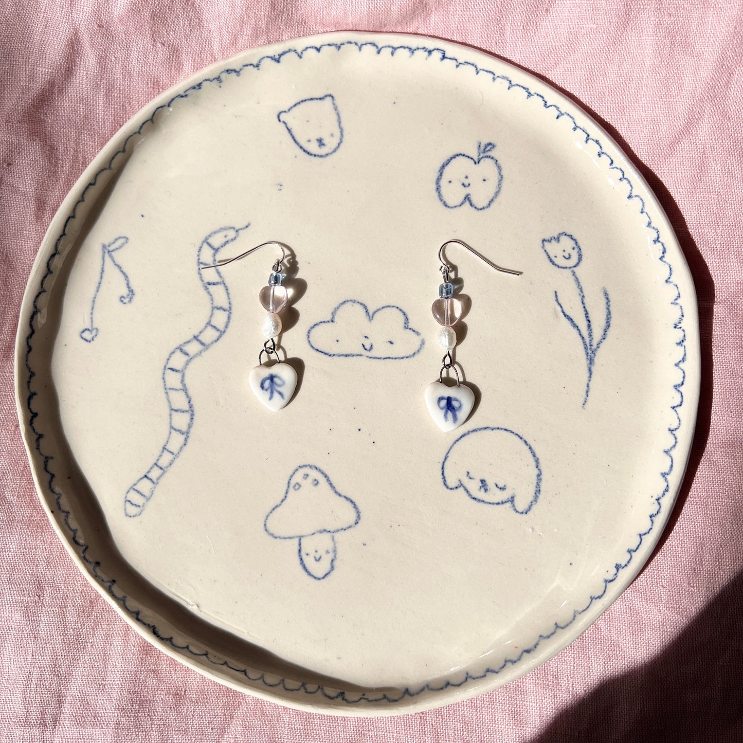 Navy Ribbon Earrings