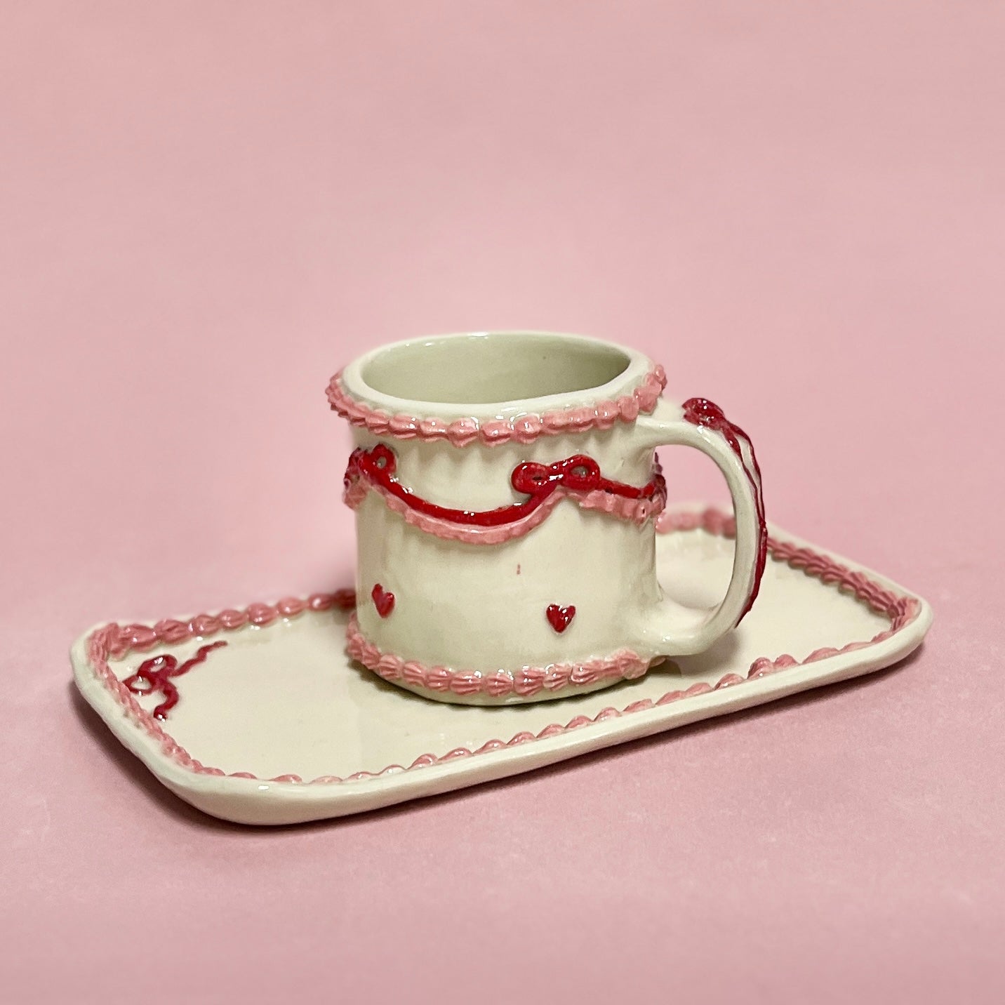 Pink and Red Ribbon Icing Mug