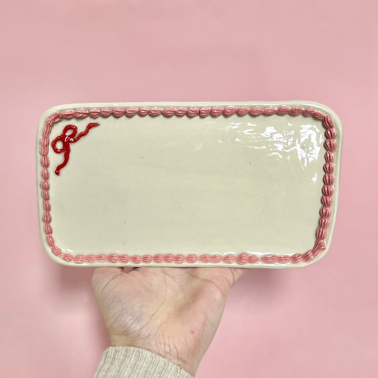 Pink and Red Ribbon Icing Platter