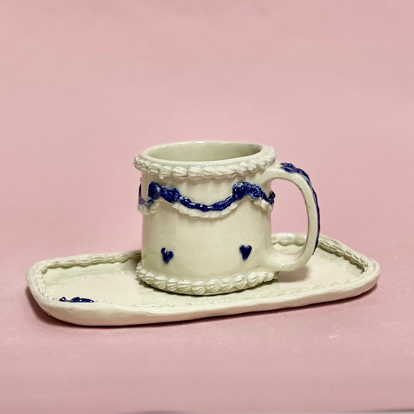 Navy Ribbon Icing Mug