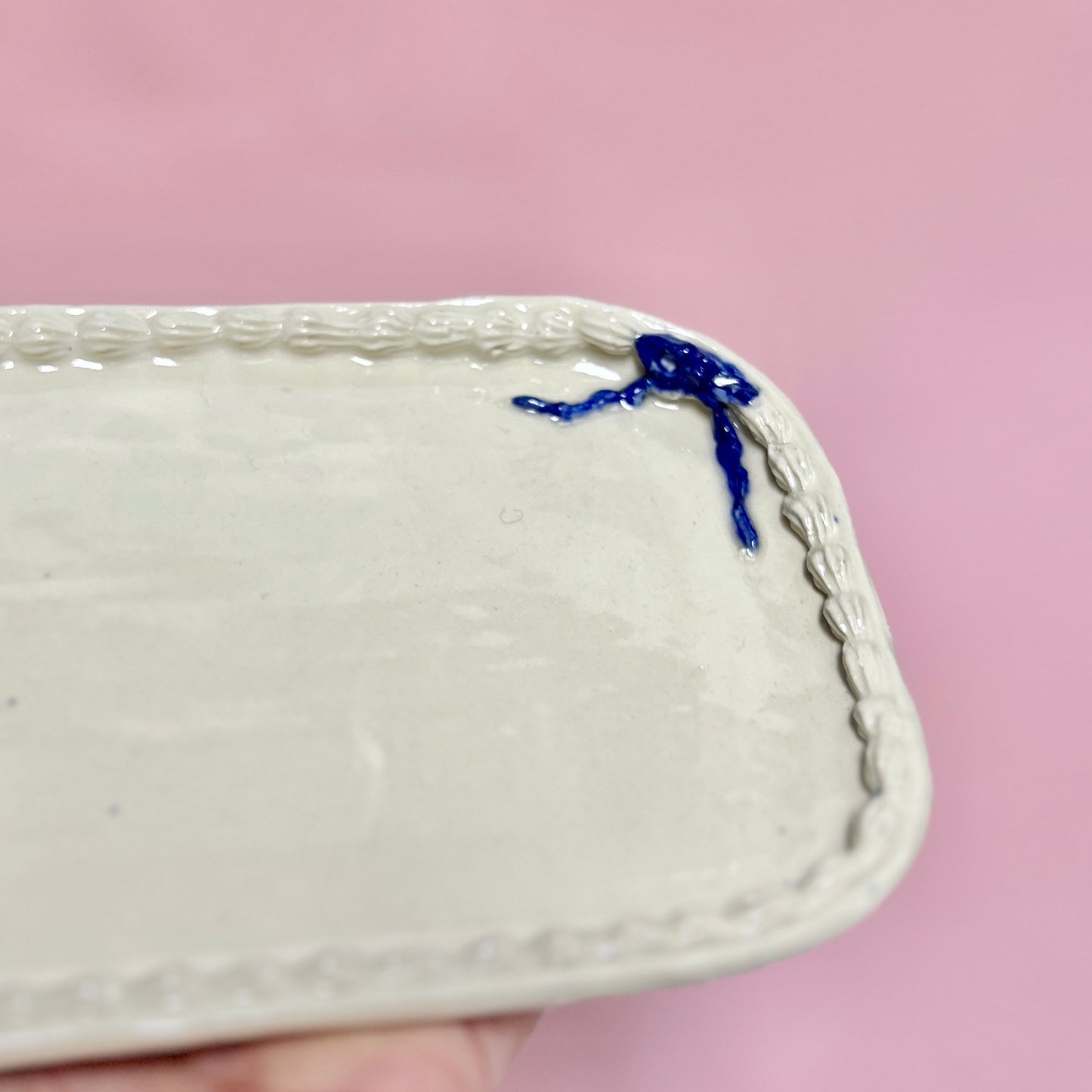 Navy Ribbon Icing Platter