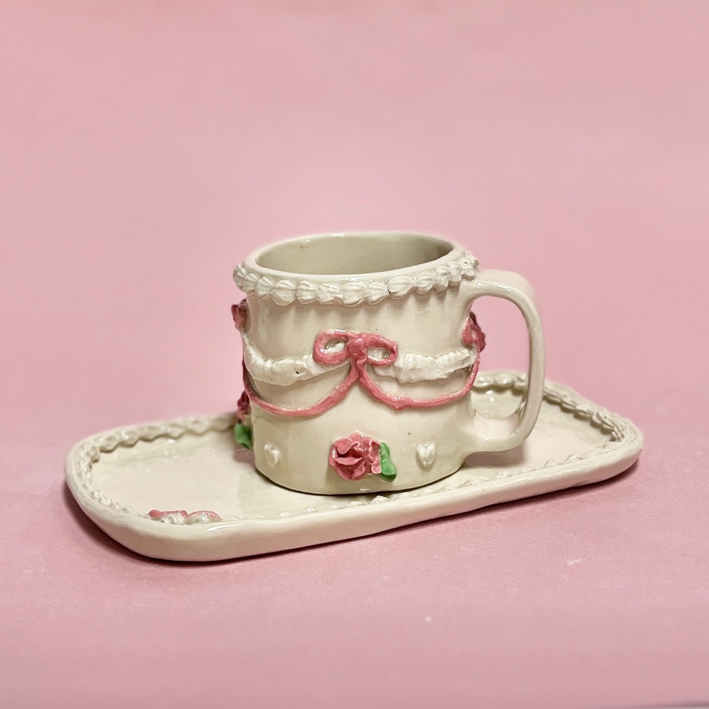 Pink Ribbons and Roses Icing Mug