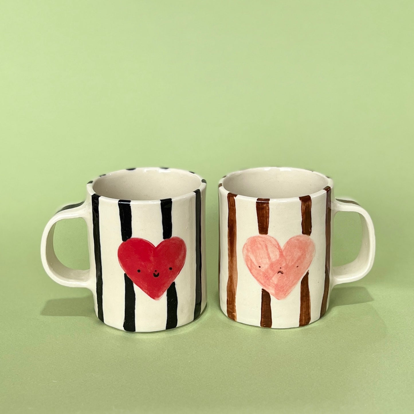Stripe Heart Mugs