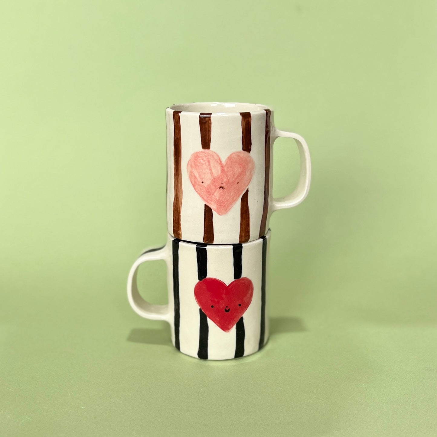 Stripe Heart Mugs