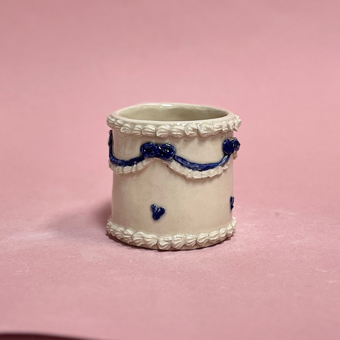 Navy Ribbon Icing Mug