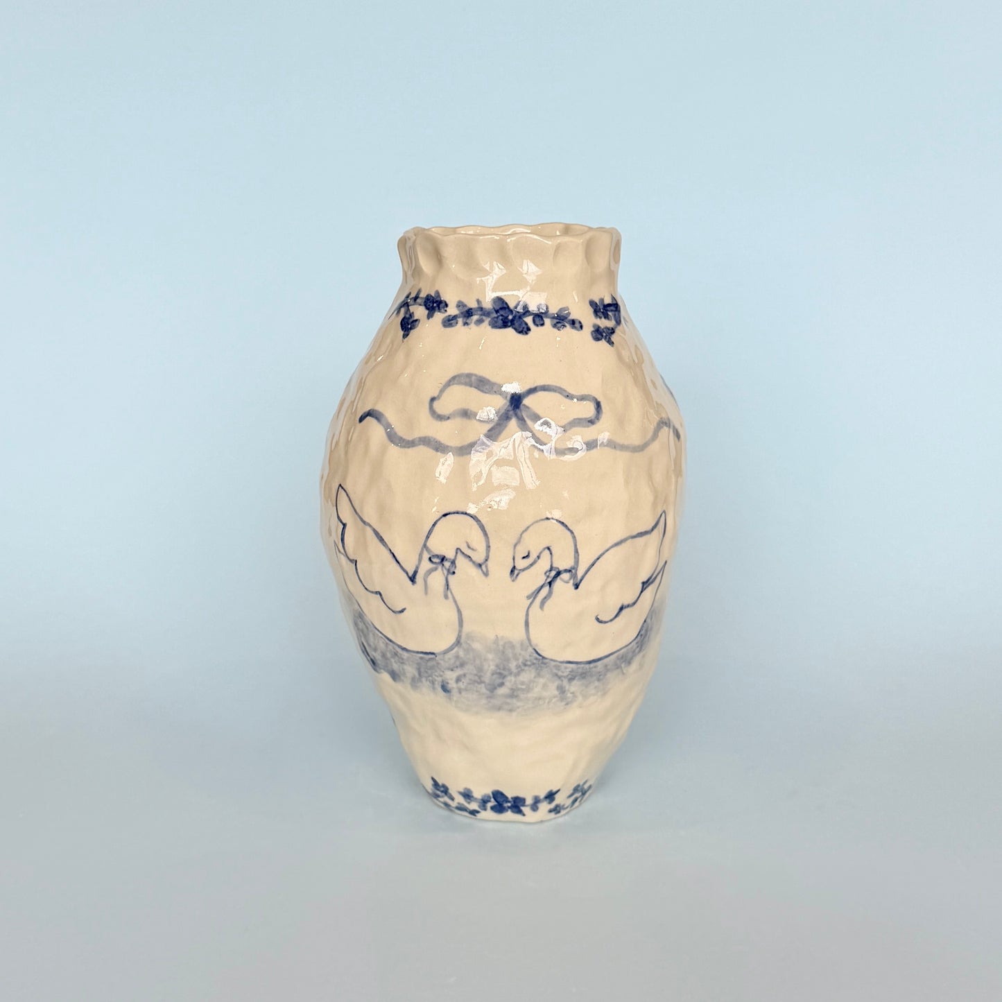 Swans in Love Vase