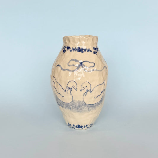 Swans in Love Vase
