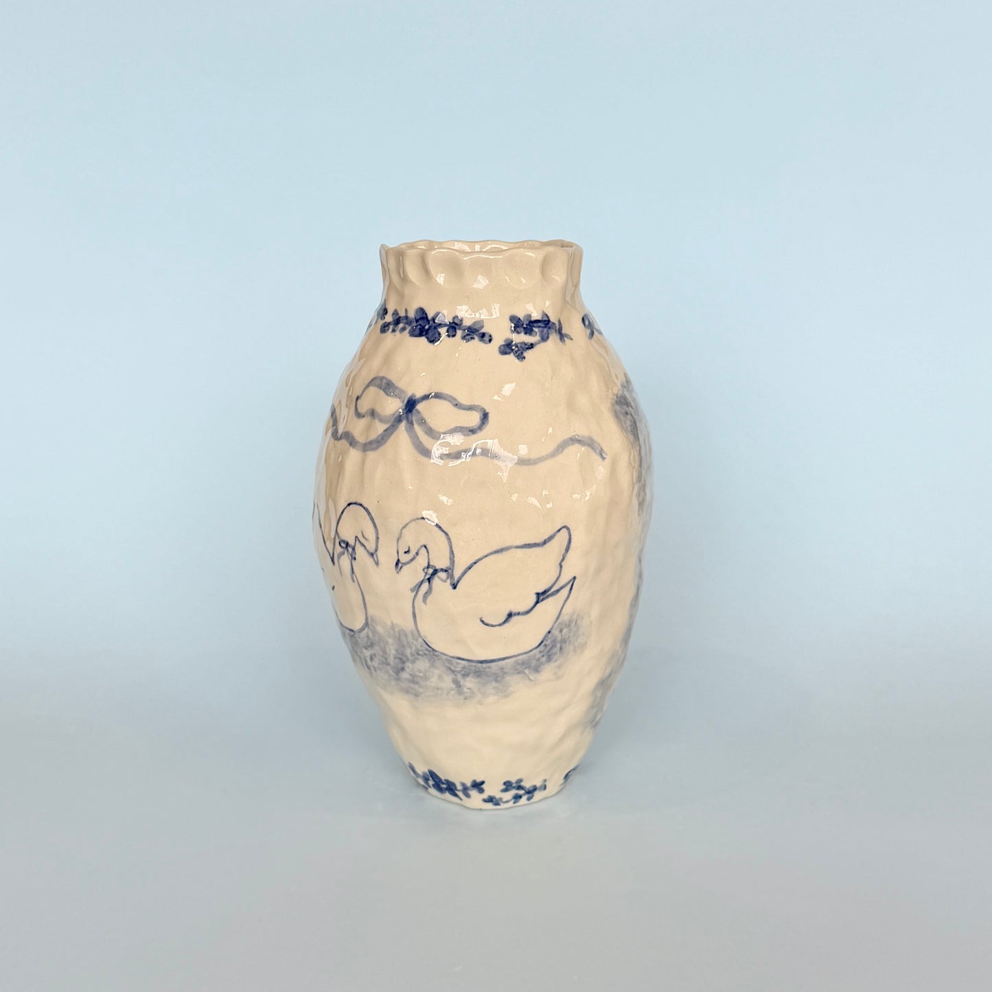 Swans in Love Vase