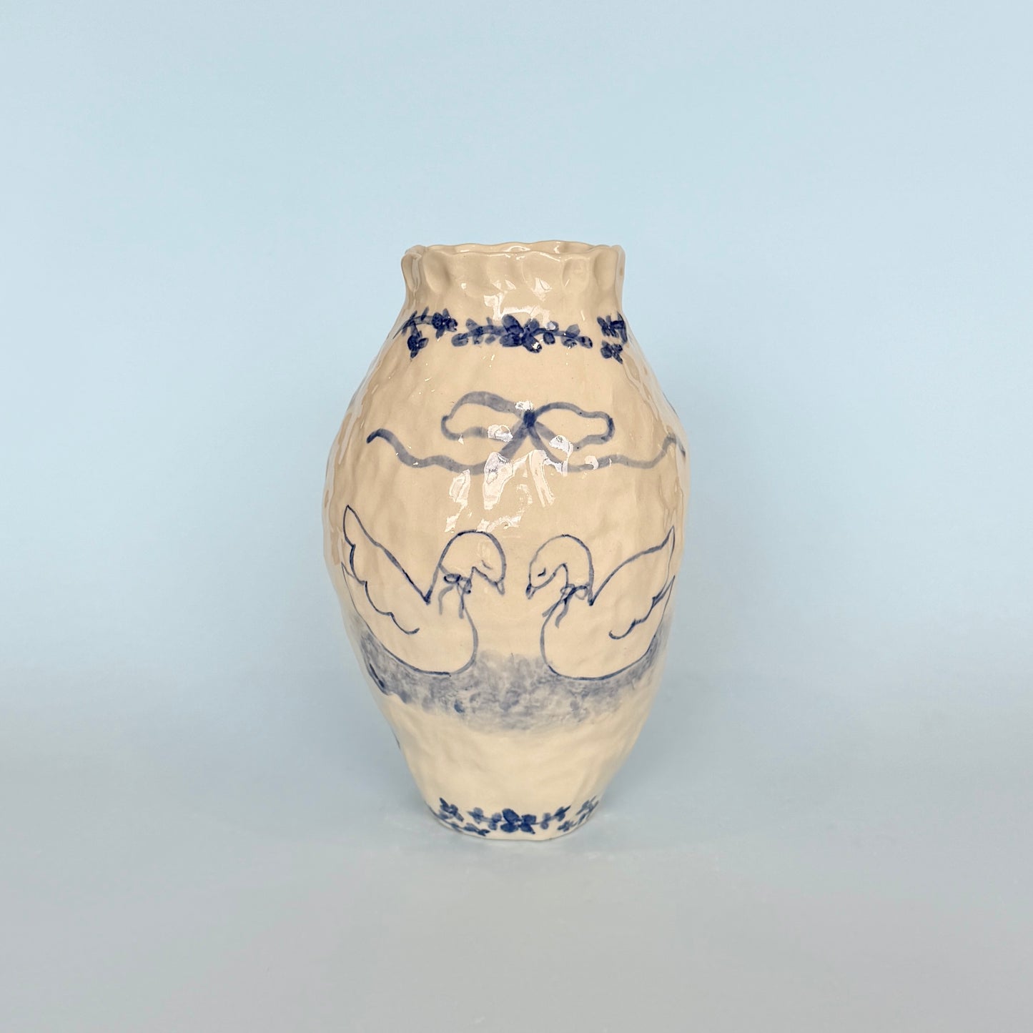 Swans in Love Vase