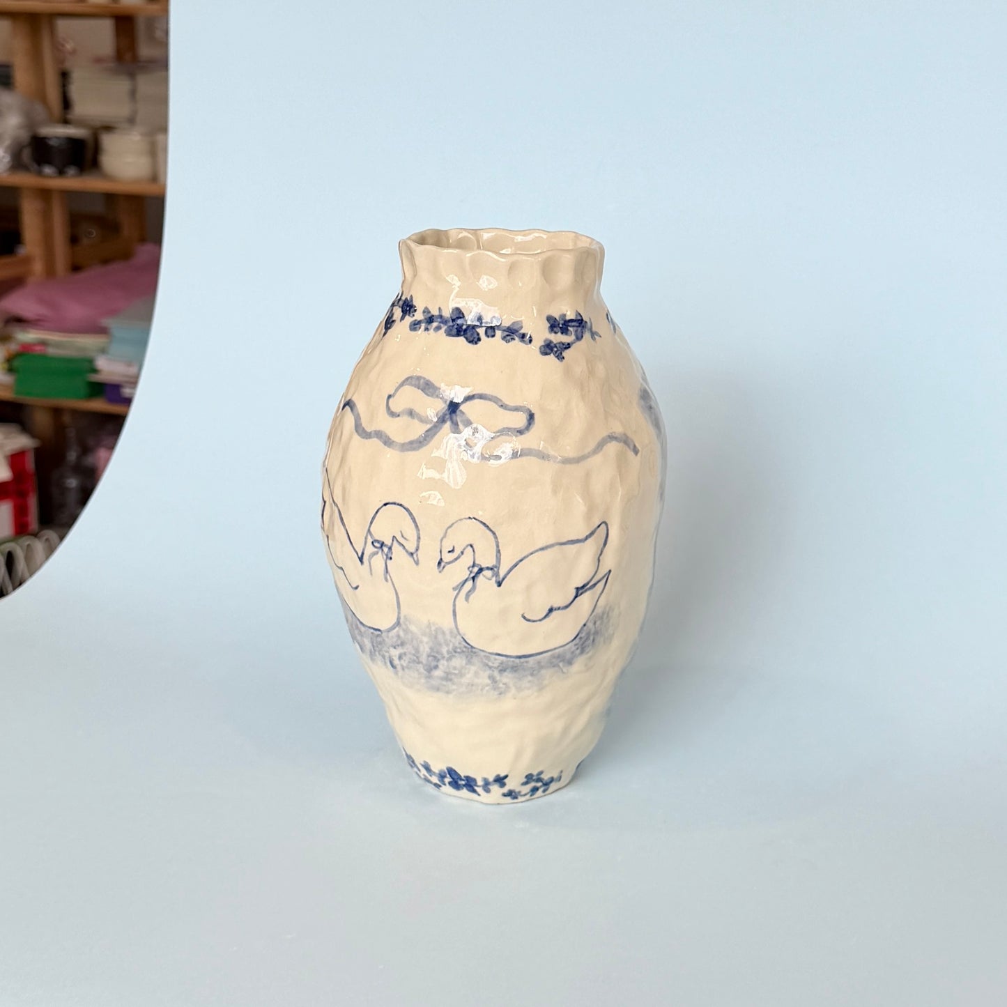 Swans in Love Vase