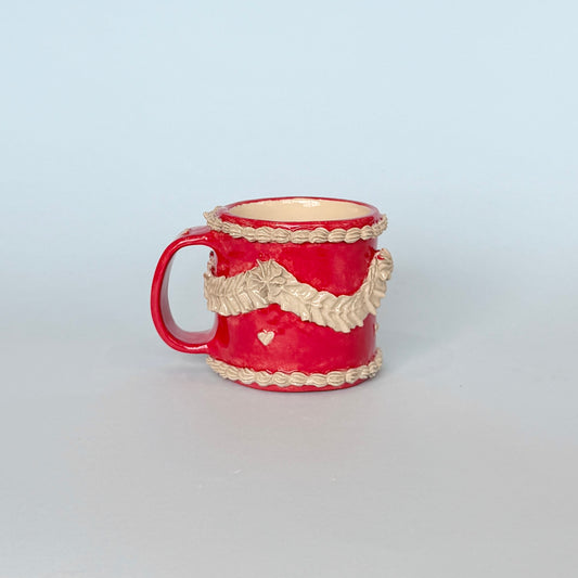 Red Frilly Icing Mug